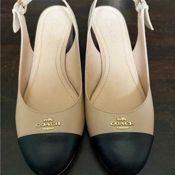 Coach | Shoes | Coach Cream And Black Heels Elegant Design | Poshmark